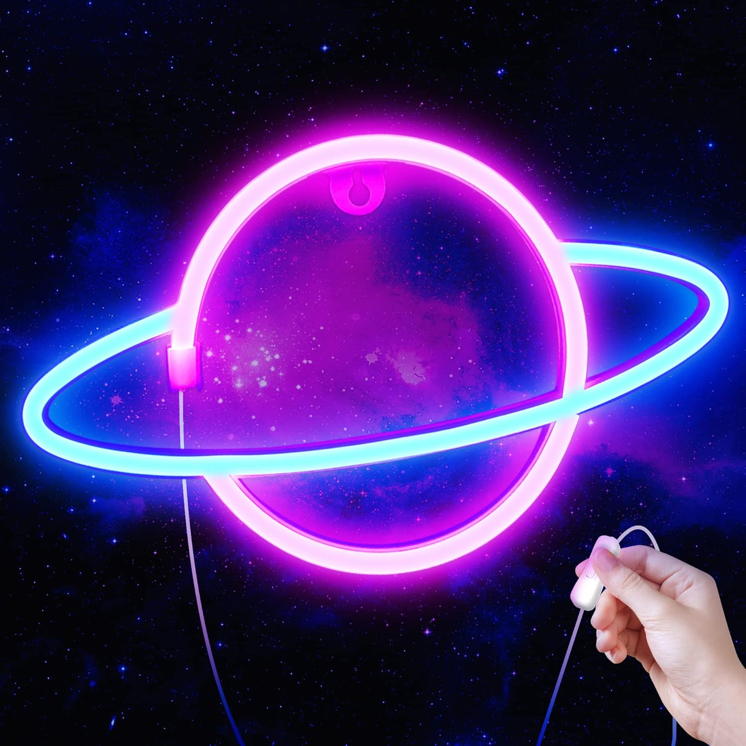 Saturn LED Neon Planet Sign